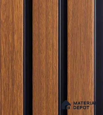 Brown Wooden Louver VL 01 WO (VL 01) 8 ft x 4.9 inch Charcoal Panel - 12 mm | Suitable for Feature Wall, TV Unit & Living Room | Width is Subjected to 5% Variation