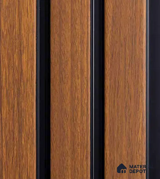 Brown Wooden Louver VL 01 WO (VL 01) 8 ft x 4.9 inch Charcoal Panel - 12 mm | Suitable for Feature Wall, TV Unit & Living Room | Width is Subjected to 5% Variation