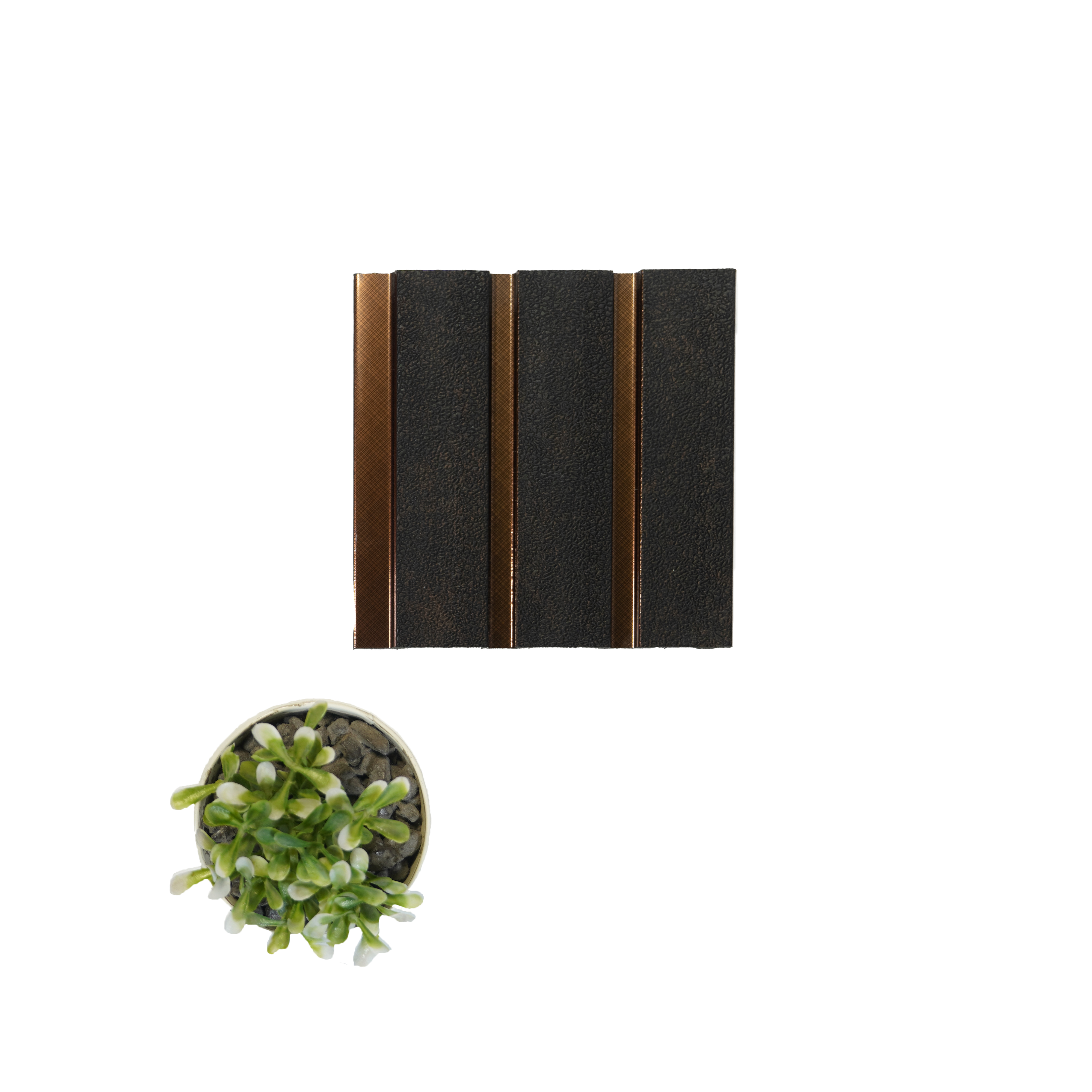 Dark Brown Leather Louver VL 06 LE (VL 06) 8 ft x 4.9 inch Charcoal Panel - 12 mm | Suitable for Feature Wall, TV Unit & Living Room | Width is Subjected to 5% Variation