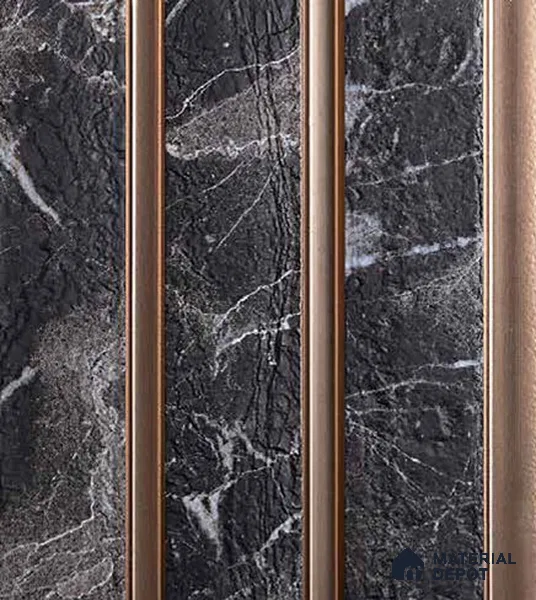 Black Marble Louver VL 16 TE (VL 16) 8 ft x 4.9 inch Charcoal Panel - 12 mm | Suitable for Feature Wall, TV Unit & Living Room | Width is Subjected to 5% Variation