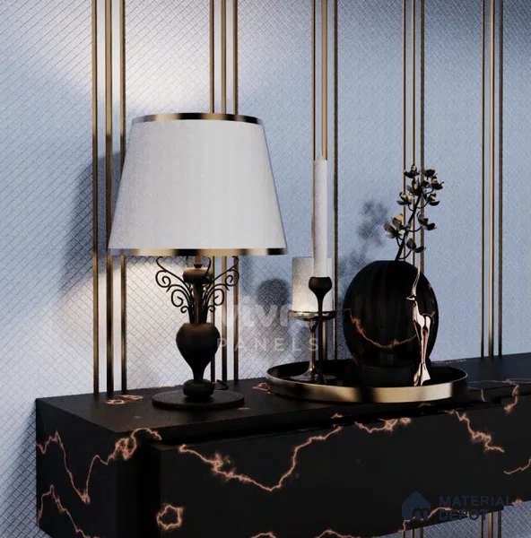 Blue Patterned Look Charcoal Decorative Wall Panel VX3003 8 ft x 8.2 inch - 3 mm | Suitable for Feature Wall, TV Unit & Living Room | Width is Subjected to 5% Variation