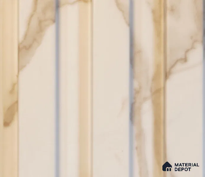 White Marble Louver PN 00087 (1001-201) 9 ft x 4.7 inch MDF Panel - 18 mm | Suitable for Feature Wall, TV Unit & Living Room | Width is Subjected to 5% Variation