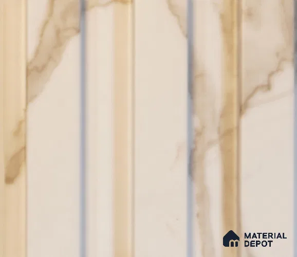 White Marble Louver PN 00087 (1001-201) 9 ft x 4.7 inch MDF Panel - 18 mm | Suitable for Feature Wall, TV Unit & Living Room | Width is Subjected to 5% Variation