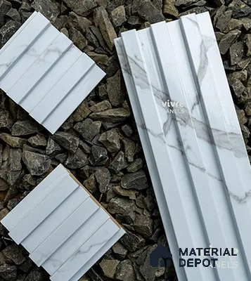 White Marble Louver PN 00087 (1001-201) 9 ft x 4.7 inch MDF Panel - 18 mm | Suitable for Feature Wall, TV Unit & Living Room | Width is Subjected to 5% Variation