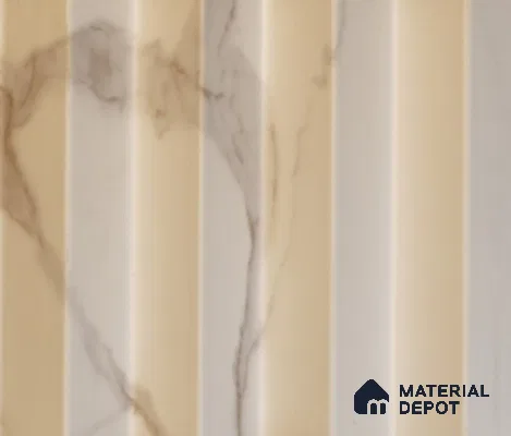 White Marble Louver PN 00086 (5050-201) 9 ft x 4.7 inch MDF Panel - 18 mm | Suitable for Feature Wall, TV Unit & Living Room | Width is Subjected to 5% Variation