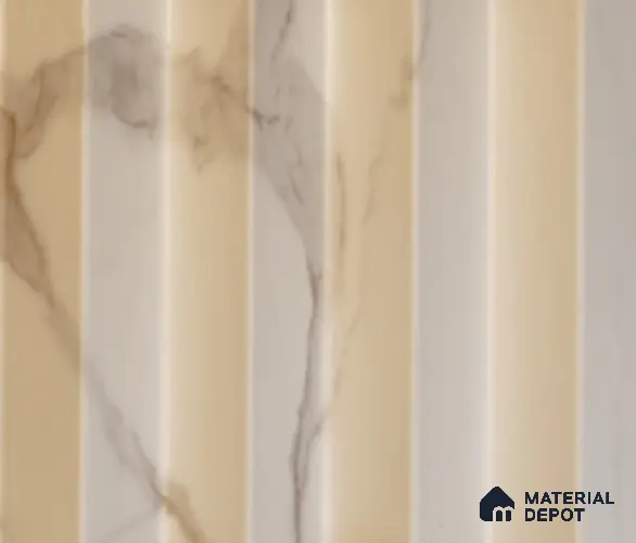 White Marble Louver PN 00086 (5050-201) 9 ft x 4.7 inch MDF Panel - 18 mm | Suitable for Feature Wall, TV Unit & Living Room | Width is Subjected to 5% Variation