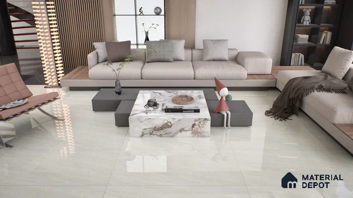 Double Charge Floor & Wall Tile TL 00425 Dualcore Everest White 4 ft x 2 ft Vitrified Glossy Finish - 9 mm | Suitable for Bedroom, Living Room, Office & Bathroom Wall
