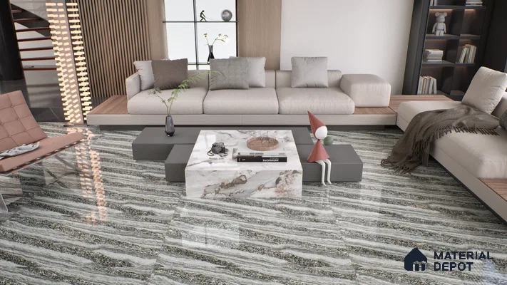 Double Charge Floor & Wall Tile TL 00426 Dualcore Smoke Grey 4 ft x 2 ft Vitrified Glossy Finish - 9 mm | Suitable for Bedroom, Living Room, Office & Bathroom Wall