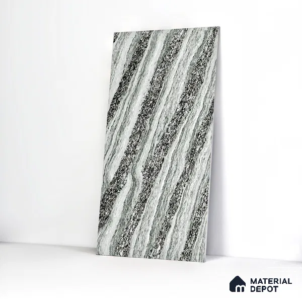 Double Charge Floor & Wall Tile TL 00426 Dualcore Smoke Grey 4 ft x 2 ft Vitrified Glossy Finish - 9 mm | Suitable for Bedroom, Living Room, Office & Bathroom Wall