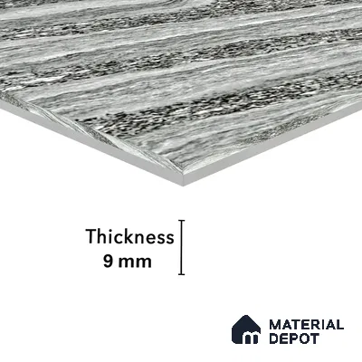 Double Charge Floor & Wall Tile TL 00426 Dualcore Smoke Grey 4 ft x 2 ft Vitrified Glossy Finish - 9 mm | Suitable for Bedroom, Living Room, Office & Bathroom Wall