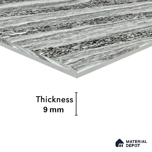 Double Charge Floor & Wall Tile TL 00426 Dualcore Smoke Grey 4 ft x 2 ft Vitrified Glossy Finish - 9 mm | Suitable for Bedroom, Living Room, Office & Bathroom Wall