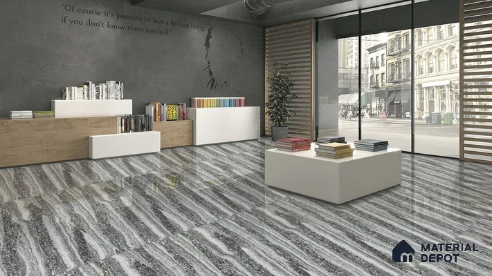 Double Charge Floor & Wall Tile TL 00426 Dualcore Smoke Grey 4 ft x 2 ft Vitrified Glossy Finish - 9 mm | Suitable for Bedroom, Living Room, Office & Bathroom Wall
