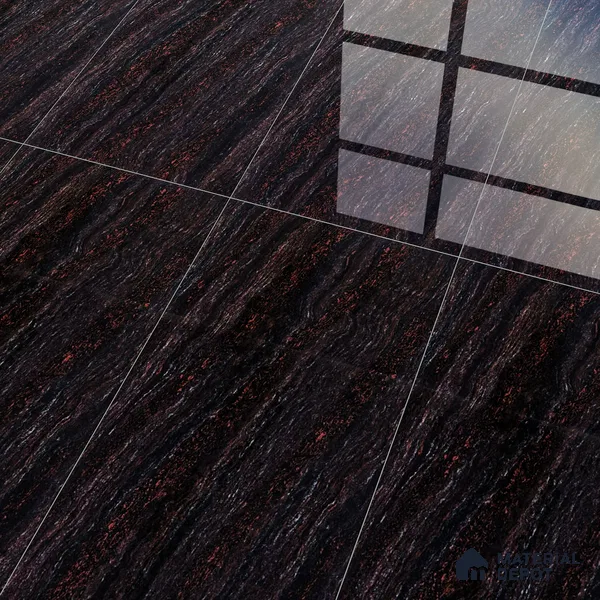 Double Charge Floor & Wall Tile TL 00427 Dualcore Jet Black 4 ft x 2 ft Vitrified Glossy Finish - 9 mm | Suitable for Bedroom, Living Room, Office & Bathroom Wall
