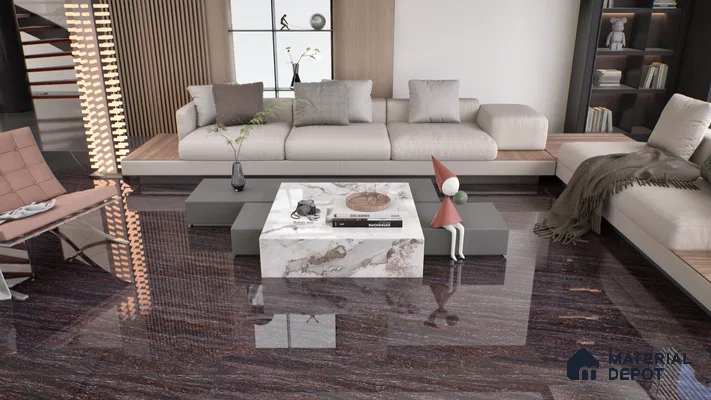 Double Charge Floor & Wall Tile TL 00427 Dualcore Jet Black 4 ft x 2 ft Vitrified Glossy Finish - 9 mm | Suitable for Bedroom, Living Room, Office & Bathroom Wall