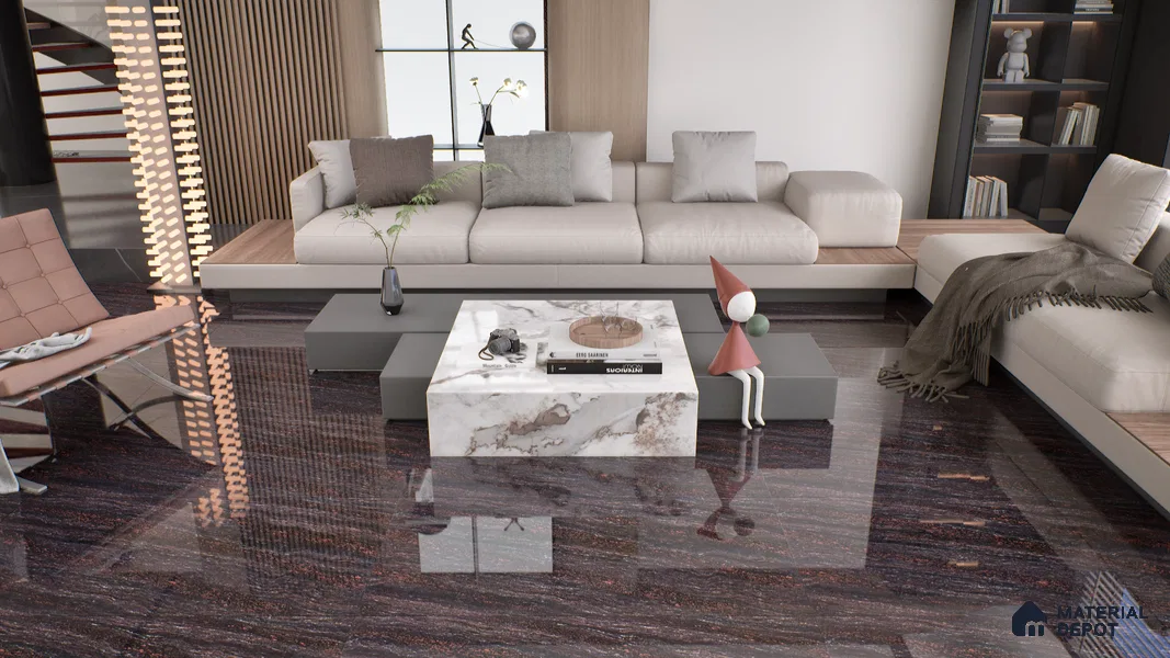 Double Charge Floor & Wall Tile TL 00427 Dualcore Jet Black 4 ft x 2 ft Vitrified Glossy Finish - 9 mm | Suitable for Bedroom, Living Room, Office & Bathroom Wall