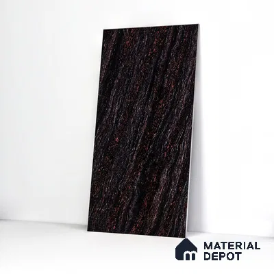 Double Charge Floor & Wall Tile TL 00427 Dualcore Jet Black 4 ft x 2 ft Vitrified Glossy Finish - 9 mm | Suitable for Bedroom, Living Room, Office & Bathroom Wall