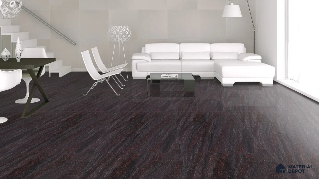 Double Charge Floor & Wall Tile TL 00427 Dualcore Jet Black 4 ft x 2 ft Vitrified Glossy Finish - 9 mm | Suitable for Bedroom, Living Room, Office & Bathroom Wall