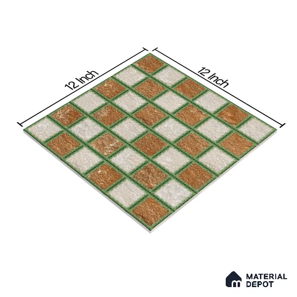 Parking Tile Block Brown 12 x 12 inch Anti Skid Matte Finish Vitrified Floor Tile - 8 mm | TL 01825 | Suitable for Parking, Courtyard, Garden