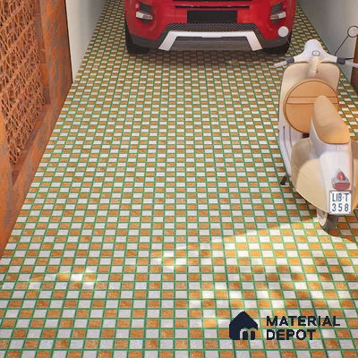 Parking Tile Block Brown 12 x 12 inch Anti Skid Matte Finish Vitrified Floor Tile - 8 mm | TL 01825 | Suitable for Parking, Courtyard, Garden