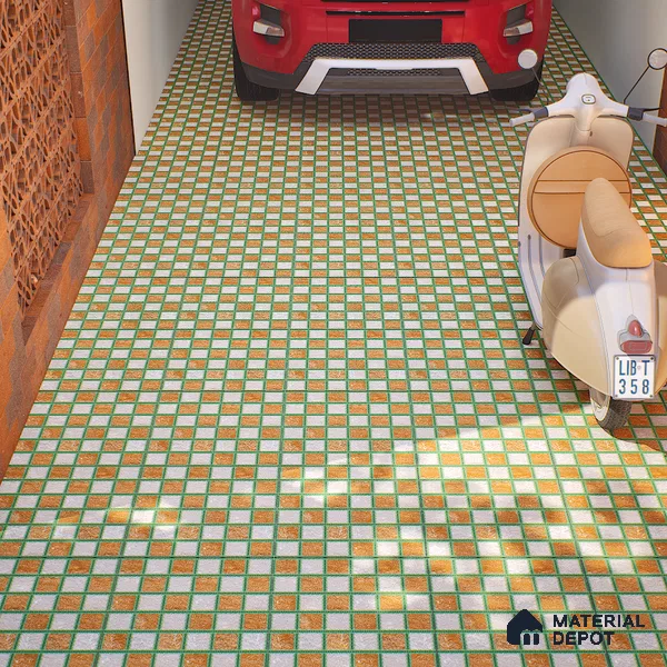 Parking Tile Block Brown 12 x 12 inch Anti Skid Matte Finish Vitrified Floor Tile - 8 mm | TL 01825 | Suitable for Parking, Courtyard, Garden