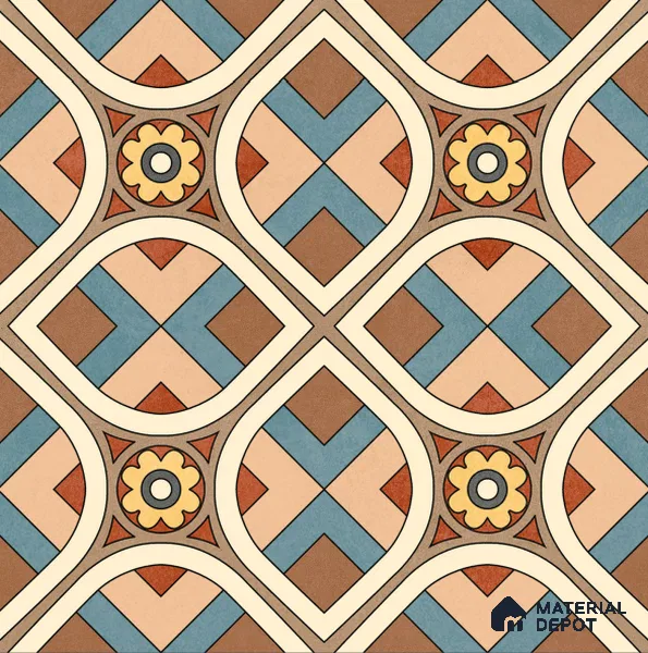 Moroccan Wall & Floor Tile TL 10821 Cedar Soul 1 ft x 1 ft Matt Luster Finish Ceramic Tile - 10 mm | Suitable For Kitchen, Bathroom, Balcony | Please Expect a Slight Variation of Pattern