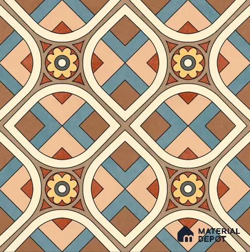 Moroccan Wall & Floor Tile TL 10821 Cedar Soul 1 ft x 1 ft Matt Luster Finish Ceramic Tile - 10 mm | Please Expect a Slight Variation of Pattern