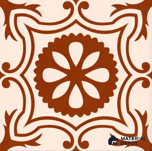 Moroccan Wall & Floor Tile TL 10820 B Rustic Sienna 1 ft x 1 ft Matt Luster Finish Ceramic Tile - 10 mm | Suitable For Kitchen, Bathroom, Balcony | Please Expect a Slight Variation of Pattern
