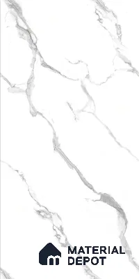 Marble Wall & Floor Tile TL 05130 Marblis Snowy Calacatta 4 ft x 2 ft Vitrified Endless Glossy Finish - 9 mm (Random 4) | Suitable for Living Room, Bedroom & Bathroom