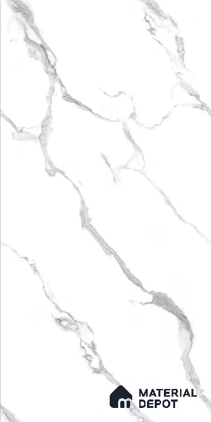 Marble Wall & Floor Tile TL 05130 Marblis Snowy Calacatta 4 ft x 2 ft Vitrified Endless Glossy Finish - 9 mm (Random 4) | Suitable for Living Room, Bedroom & Bathroom