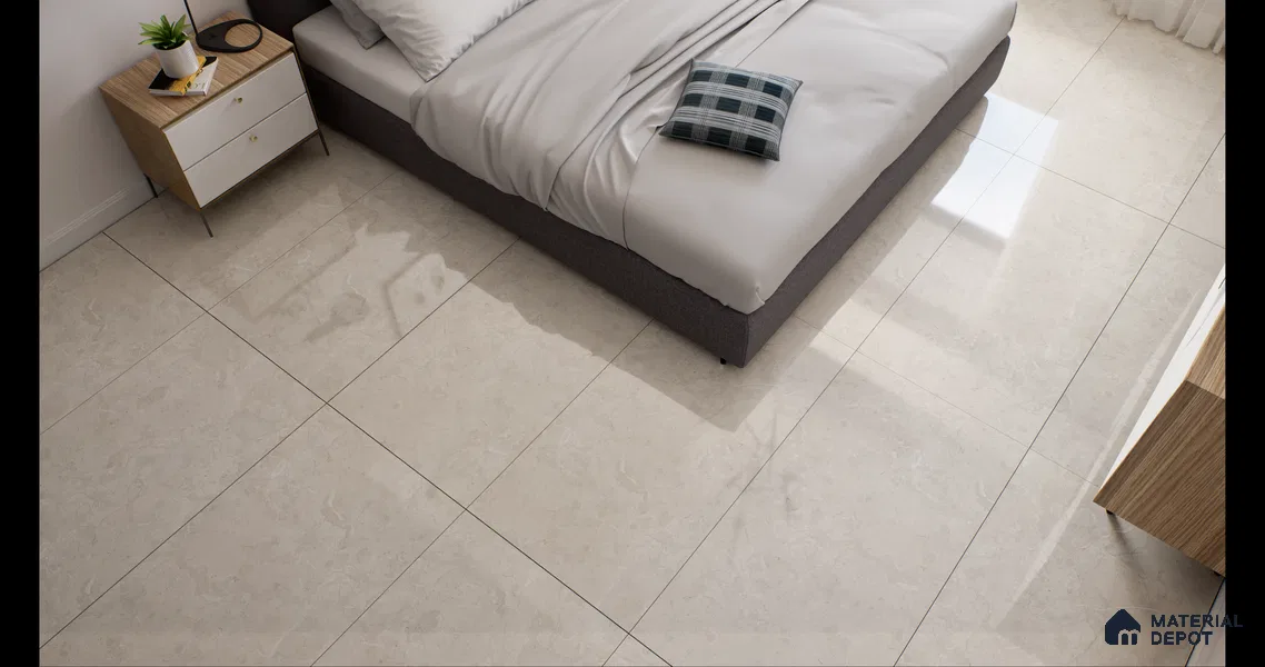 Marble Floor & Wall Tile Chalk Slit Light Glossy Finish TL 02473 | 5 ft x 2.5 ft Vitrified Slab - 9 mm | 4 Random Design | Suitable for Living Room, Bedroom
