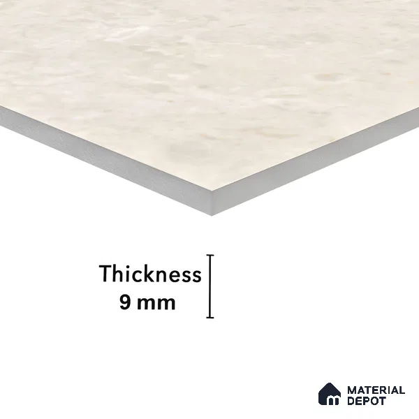 Marble Floor & Wall Tile Chalk Slit Light Glossy Finish TL 02473 | 5 ft x 2.5 ft Vitrified Slab - 9 mm | 4 Random Design | Suitable for Living Room, Bedroom