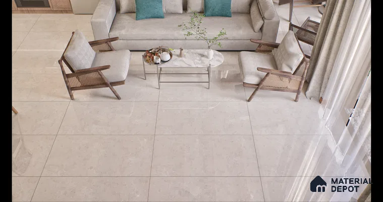 Marble Floor & Wall Tile Chalk Slit Light Glossy Finish TL 02473 | 5 ft x 2.5 ft Vitrified Slab - 9 mm | 4 Random Design | Suitable for Living Room, Bedroom