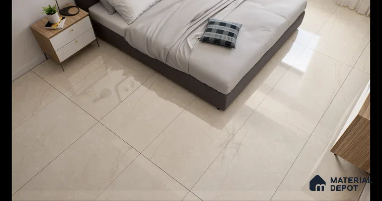 Marble Floor & Wall Tile Chiffon Ivory Glossy Finish TL 00973 | 5 ft x 2.5 ft Vitrified Slab - 9 mm | 4 Random Design | Suitable for Living Room, Bedroom