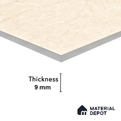 Marble Floor & Wall Tile Chiffon Ivory Glossy Finish TL 00973 | 5 ft x 2.5 ft Vitrified Slab - 9 mm | 4 Random Design | Suitable for Living Room, Bedroom