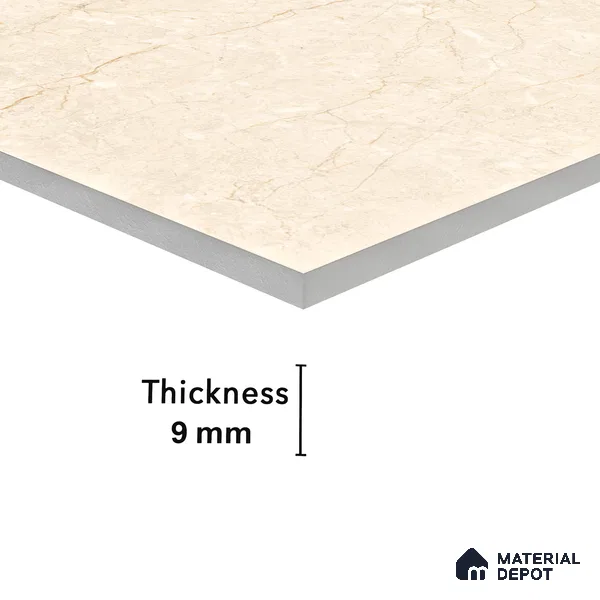 Marble Floor & Wall Tile Chiffon Ivory Glossy Finish TL 00973 | 5 ft x 2.5 ft Vitrified Slab - 9 mm | 4 Random Design | Suitable for Living Room, Bedroom
