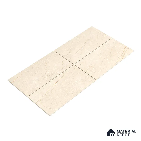 Marble Floor & Wall Tile Chiffon Ivory Glossy Finish TL 00973 | 5 ft x 2.5 ft Vitrified Slab - 9 mm | 4 Random Design | Suitable for Living Room, Bedroom
