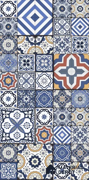 Moroccan Wall & Floor Tile TL 05111 F Kasavari Sapphire Wave 4 ft x 2 ft Vitrified Endless High Gloss Finish - 9 mm (Random 4) | Suitable for Living Room, Bedroom, Bathroom, Kitchen Wall & Backsplashes