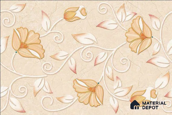TL 01771 C Highlighter Flowery Cream 18 x 12 inch Glossy Finish Ceramic Wall Tile - 7 mm