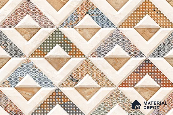 TL 01800 D Highlighter 2 Geometric Brown 18 x 12 inch Glossy Finish Ceramic Wall Tile - 7 mm