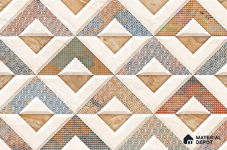 TL 01800 D Highlighter 2 Geometric Brown 18 x 12 inch Glossy Finish Ceramic Wall Tile - 7 mm