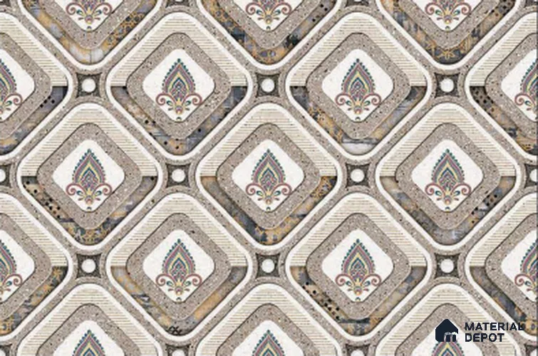 TL 01783 B Highlighter Geometric Grey 18 x 12 inch Glossy Finish Ceramic Wall Tile - 7 mm