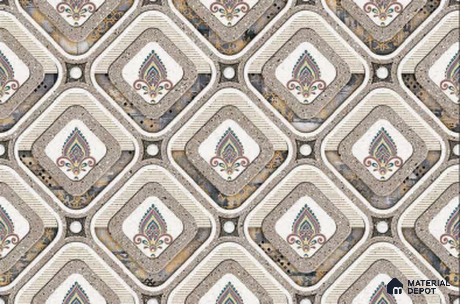 TL 01783 B Highlighter Geometric Grey 18 x 12 inch Glossy Finish Ceramic Wall Tile - 7 mm