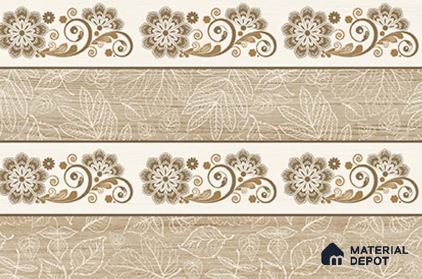 TL 01801 D Highlighter 2 Patterned Cream 18 x 12 inch Glossy Finish Ceramic Wall Tile - 7 mm