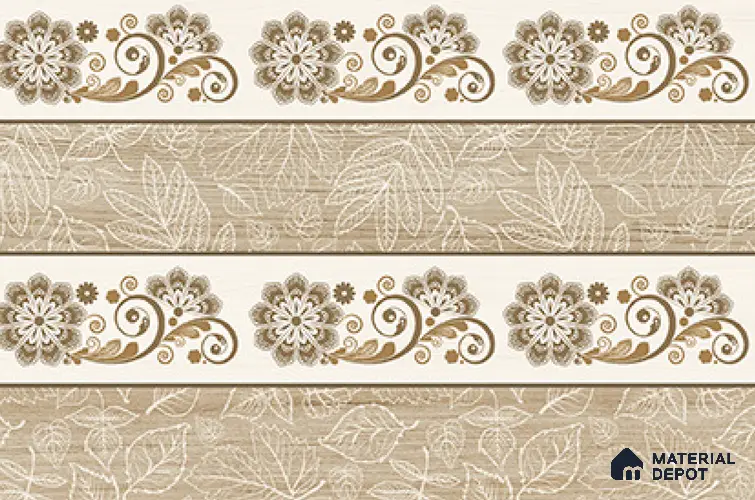 TL 01801 D Highlighter 2 Patterned Cream 18 x 12 inch Glossy Finish Ceramic Wall Tile - 7 mm
