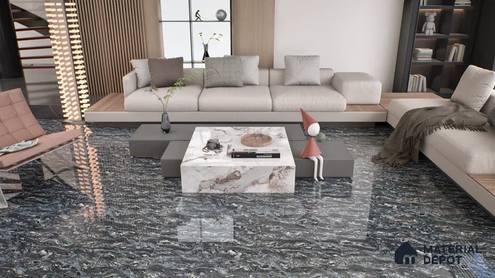 Double Charge Floor & Wall Tile TL 00438 Dualcore Tint Black 4 ft x 2 ft Vitrified Glossy Finish - 9 mm | Suitable for Bedroom, Living Room, Office & Bathroom Wall