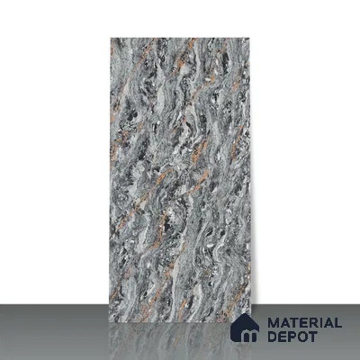 Double Charge Floor & Wall Tile TL 00440 Dualcore Metal Grey 4 ft x 2 ft Vitrified Glossy Finish - 9 mm | Suitable for Bedroom, Living Room, Office & Bathroom Wall