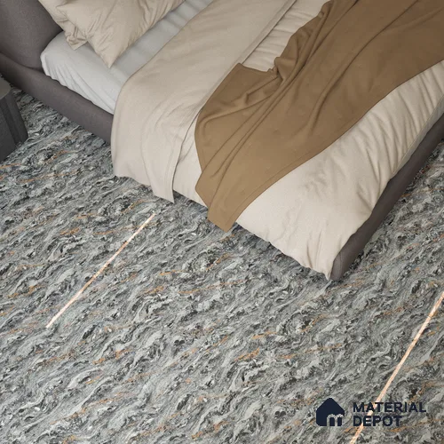Double Charge Floor & Wall Tile TL 00440 Dualcore Metal Grey 4 ft x 2 ft Vitrified Glossy Finish - 9 mm | Suitable for Bedroom, Living Room, Office & Bathroom Wall