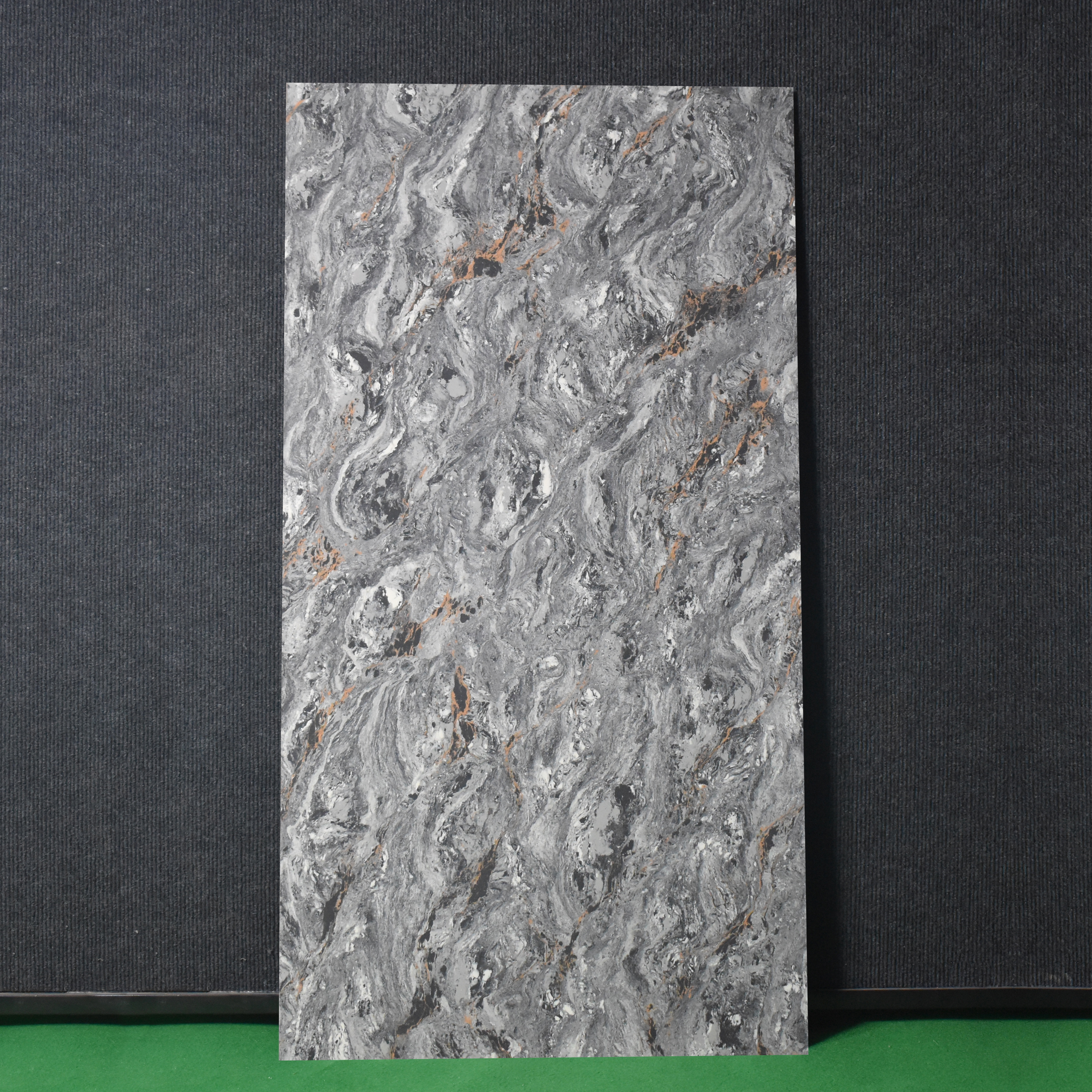 Double Charge Floor & Wall Tile TL 00440 Dualcore Metal Grey 4 ft x 2 ft Vitrified Glossy Finish - 9 mm | Suitable for Bedroom, Living Room, Office & Bathroom Wall