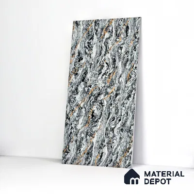 Double Charge Floor & Wall Tile TL 00440 Dualcore Metal Grey 4 ft x 2 ft Vitrified Glossy Finish - 9 mm | Suitable for Bedroom, Living Room, Office & Bathroom Wall