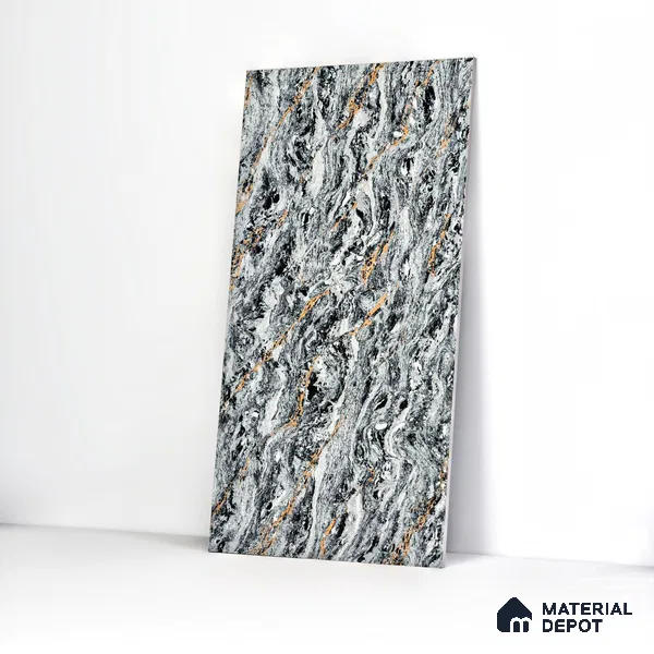 Double Charge Floor & Wall Tile TL 00440 Dualcore Metal Grey 4 ft x 2 ft Vitrified Glossy Finish - 9 mm | Suitable for Bedroom, Living Room, Office & Bathroom Wall